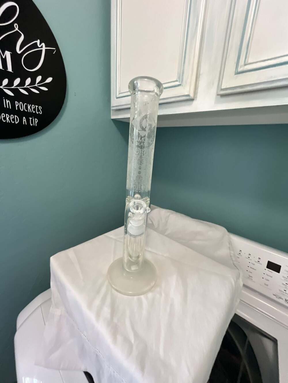 Diamond Glass Etched Pattern Straight Tube Water Piece